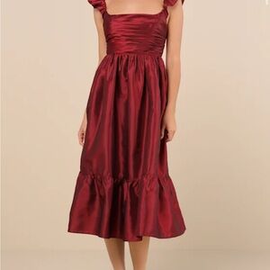 Lulu's Rich Wine Midi Dress